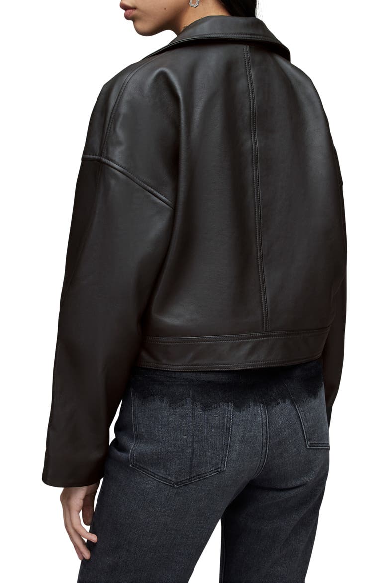 Clarke Boxy Leather Biker Jacket, Alternate, color, BLACK