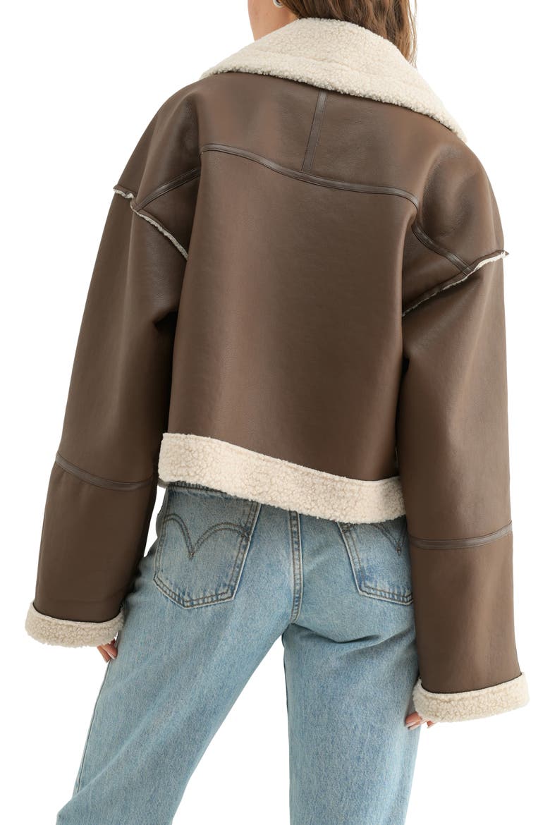 Faux Shearling Jacket, Alternate, color, BROWN