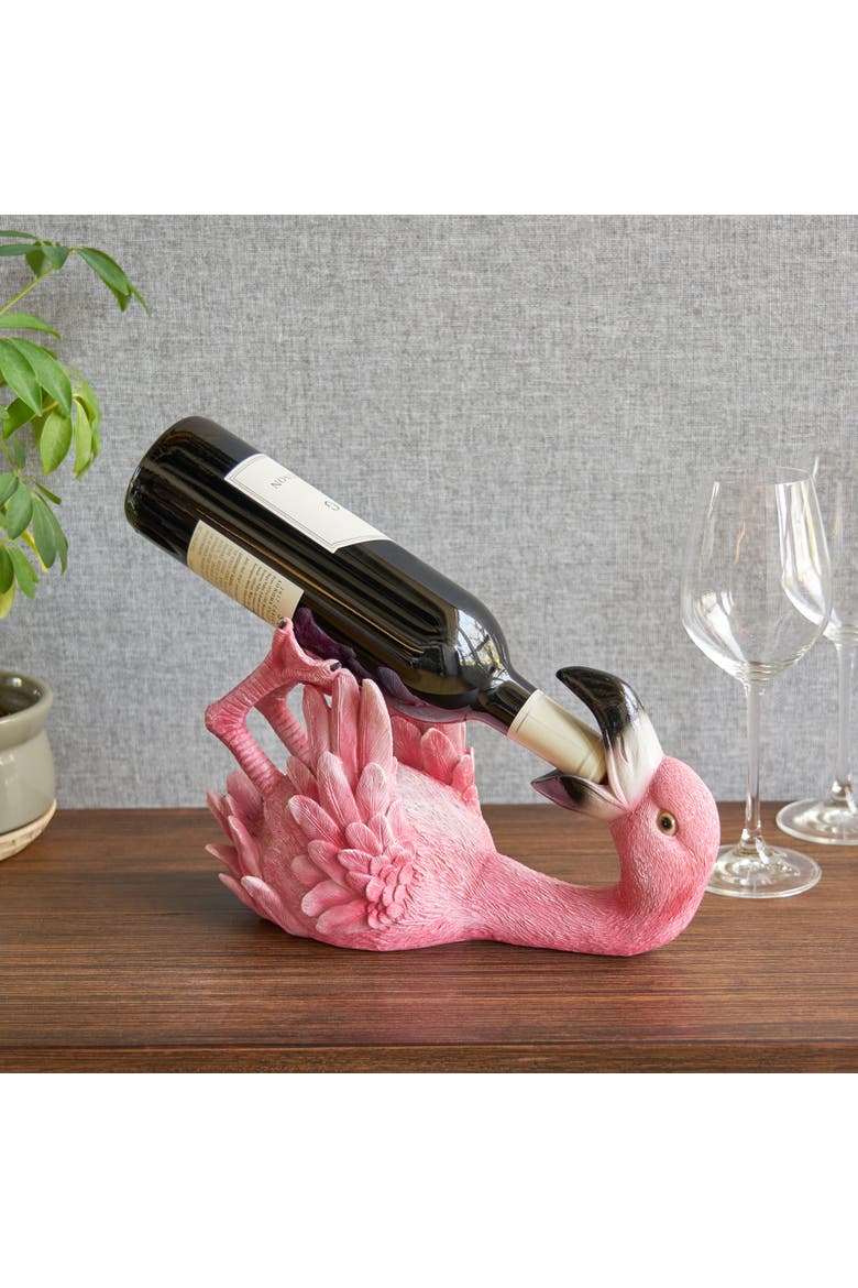 Polyresin Flirty Flamingo Bottle Holder, Alternate, color, Pink