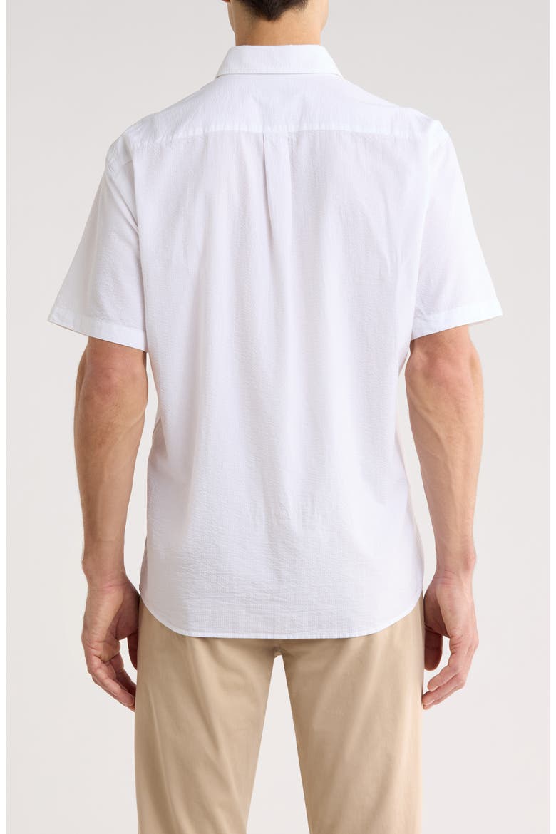 Seaward Short Sleeve Cotton Blend Seersucker Button-Up Shirt, Alternate, color, WHITE