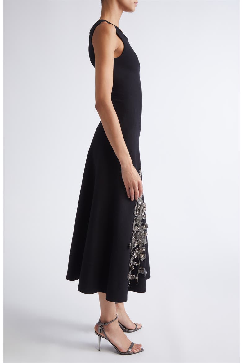 Foxglove Embroidered Sleeveless Fit & Flare Dress, Alternate, color, BLACK