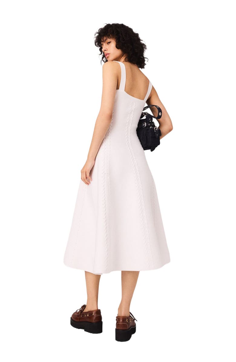 maje Knit midi dress, Alternate, color, White