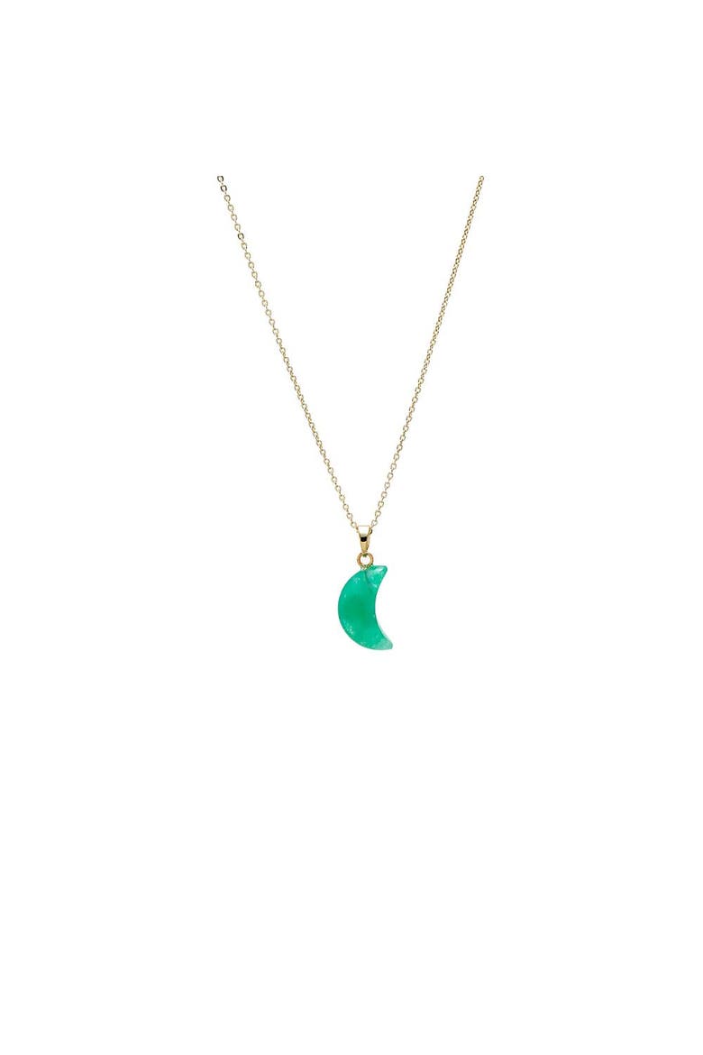 Crescent Moon Natural Stone Pendant Necklace, Main, color, Green