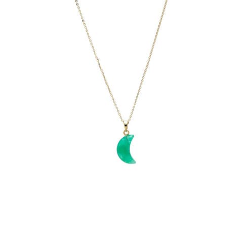 Crescent Moon Natural Stone Pendant Necklace