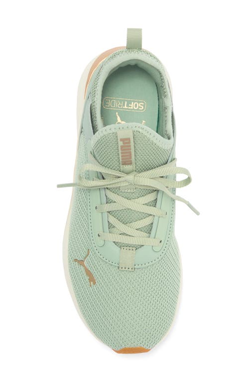 Puma Softride Ruby Luxe Sneaker In Green Fog- Gold-gum