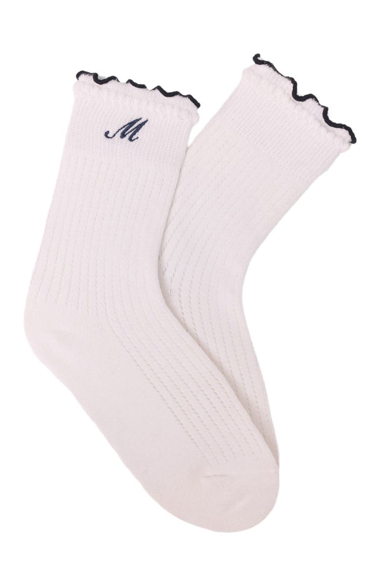 maje Cotton pointelle socks, Alternate, color, White