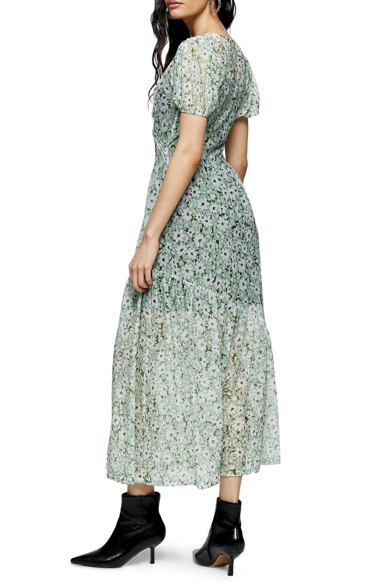 Topshop Daisy Mesh Midi Dress, Alternate, color, 