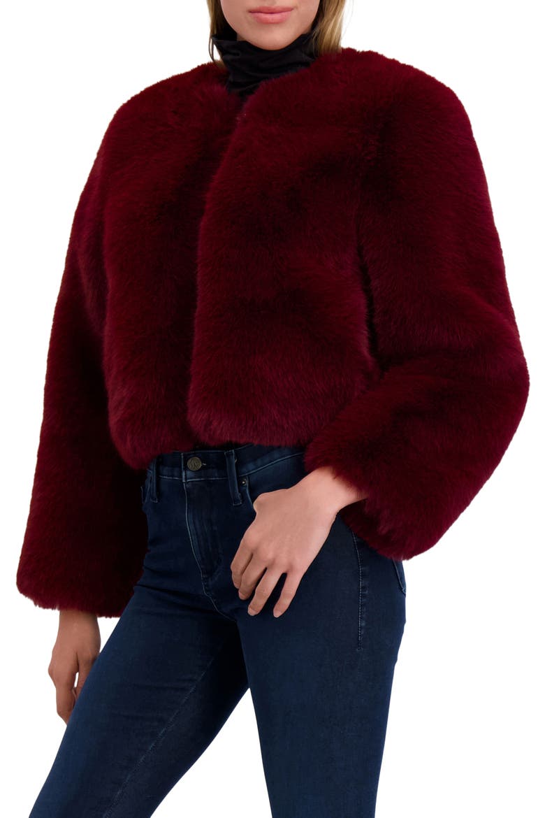 Fur-Free Fox (Faux Fur) Bolero, Alternate, color, WINE