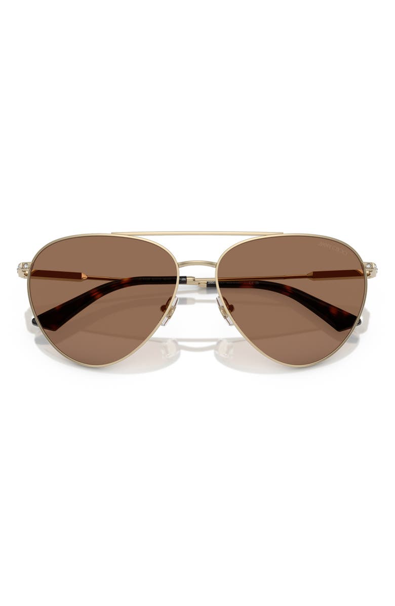 Jimmy Choo 60mm Pilot Sunglasses, Alternate, color, Brown Gold