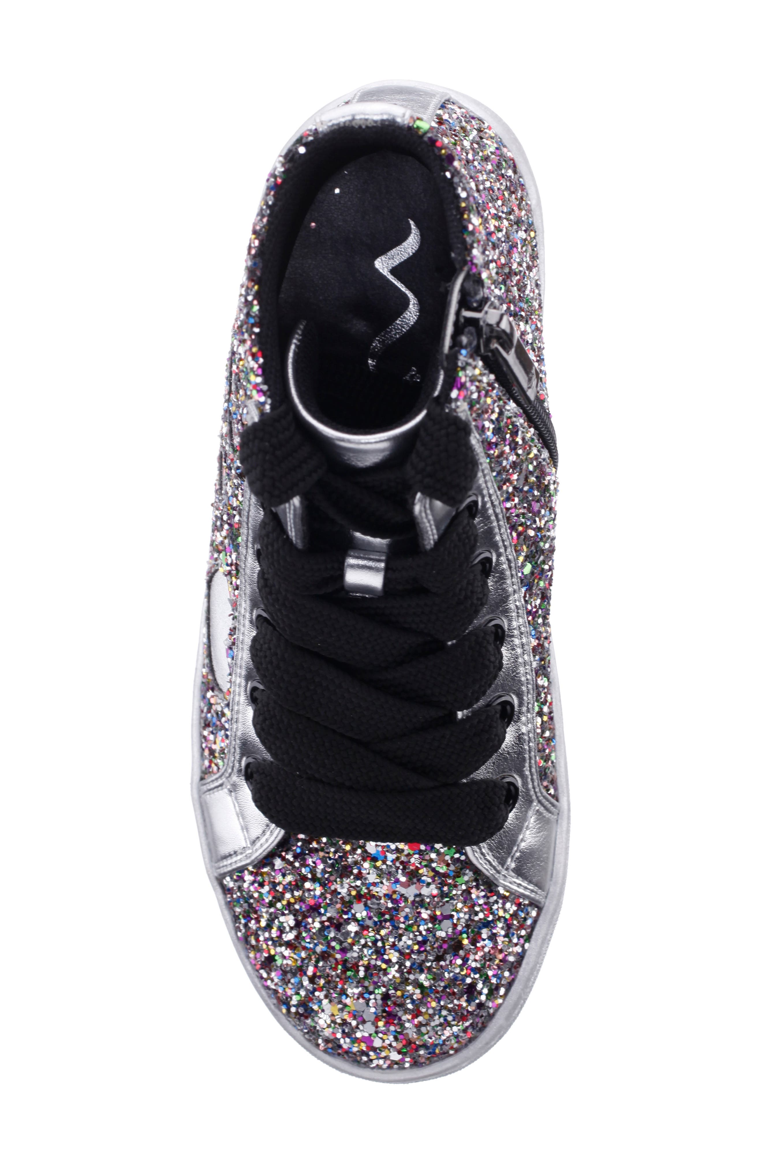 Nina Kids' Philis High Top Sneaker, Alternate, color, Silver Glitter Multi