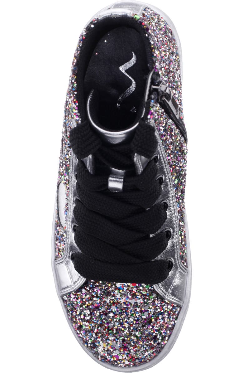 Nina Kids' Philis High Top Sneaker, Alternate, color, Silver Glitter Multi