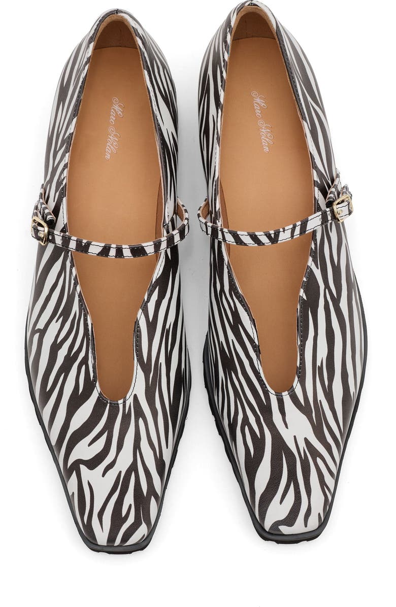 MARC NOLAN Roxie Leather Lug Mary Janes, Alternate, color, Zebra