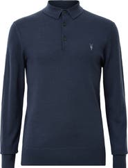 AllSaints Mode Merino Wool Polo Sweater