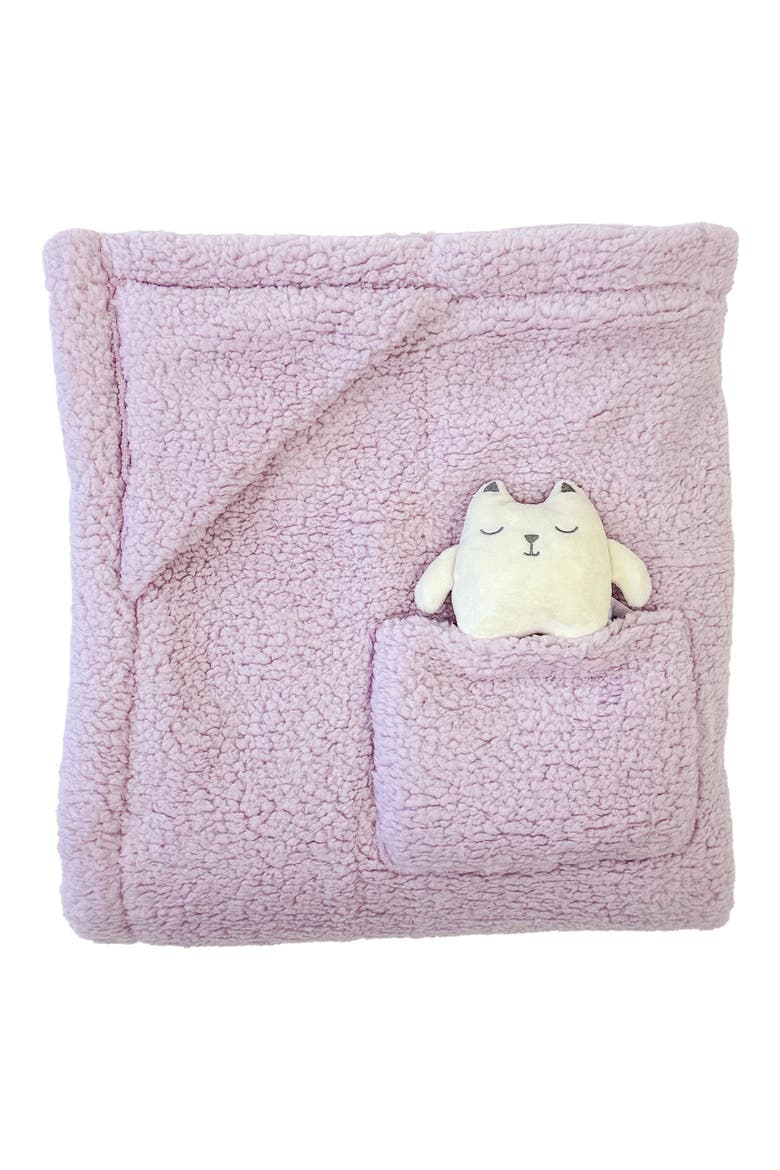 Kids' Glow in the Dark Kittens Fleece Blanket & Stuffed Animal Set, Alternate, color, PALE ORCHID