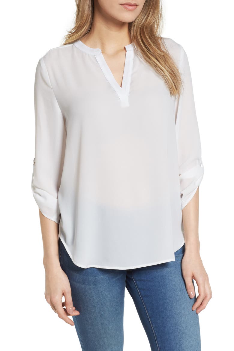 Roll-Tab Sleeve Tunic, Main, color, IVORY