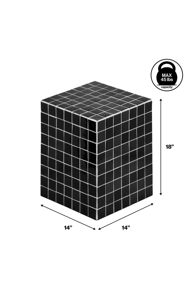 JONATHAN Y Callista 18" Modern Bohemian Ceramic Tiled Rectangle End Table, Alternate, color, Classic Black White