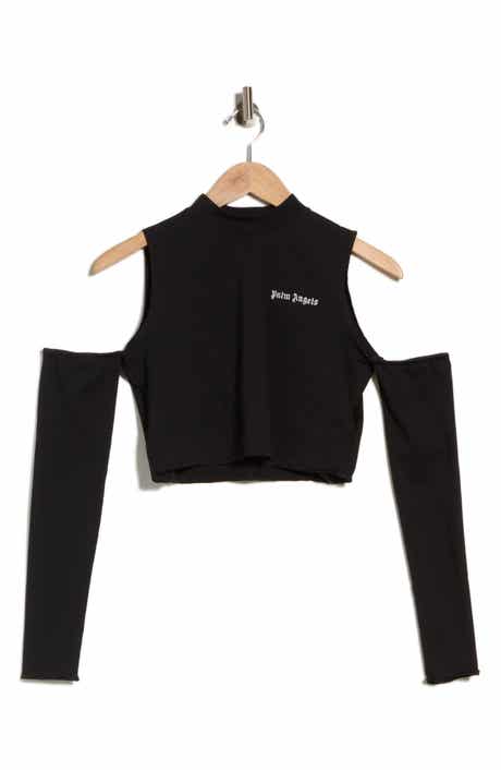 Cold Shoulder Long Sleeve Crop Top