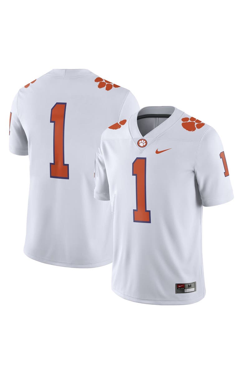 Nike Men's Nike White Clemson Tigers #1 Away Game Jersey, Main, color, 