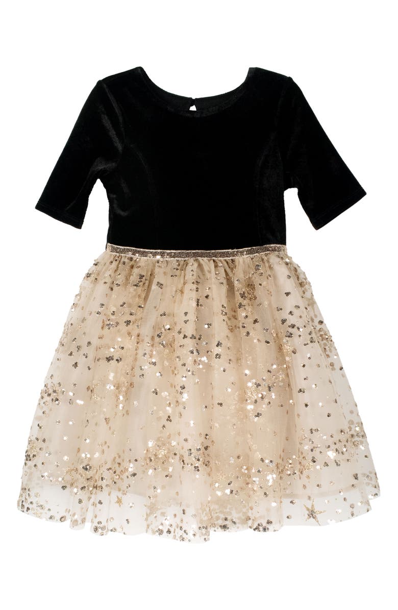 Zunie Kids' Sequin Velvet & Mesh Party Dress, Main, color,