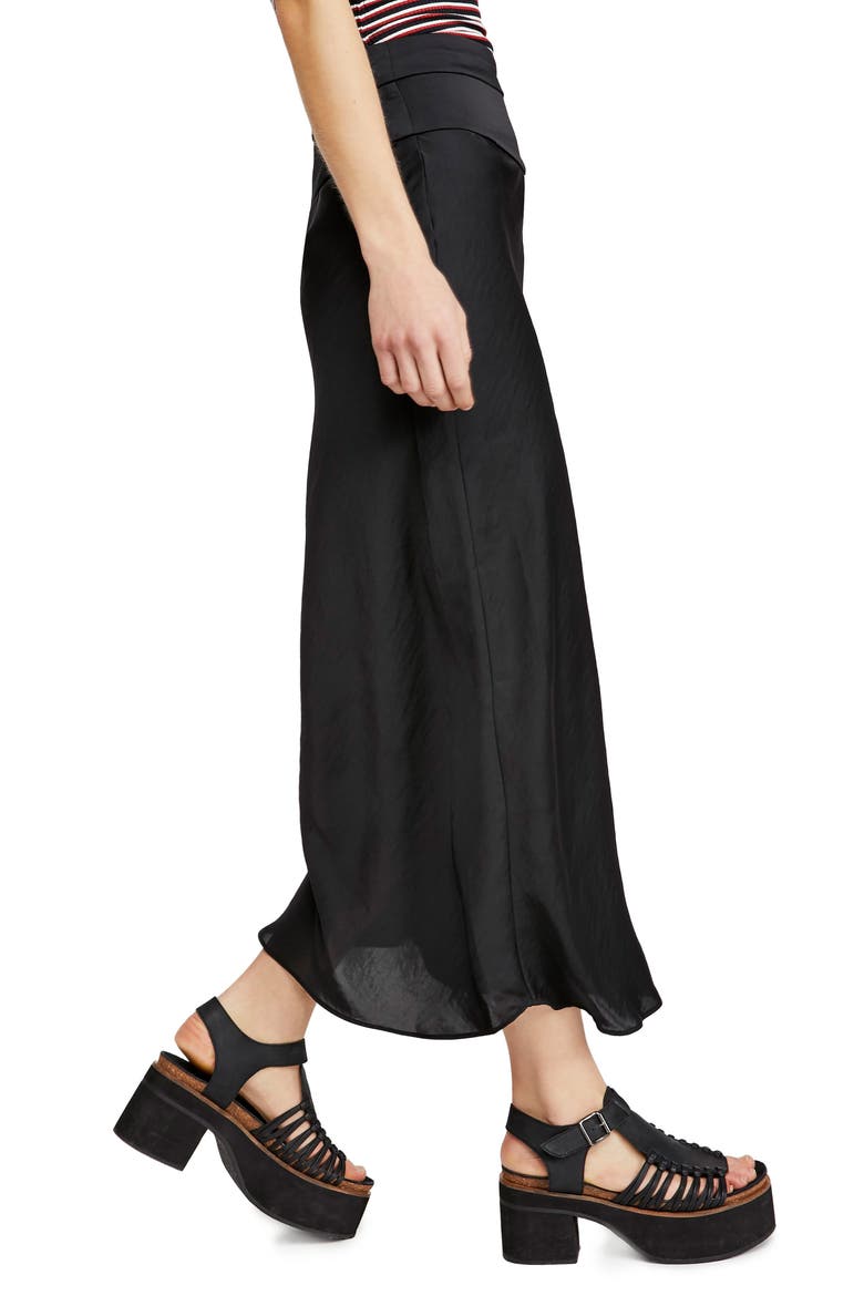Normani Bias Cut Satin Skirt, Alternate, color, BLACK