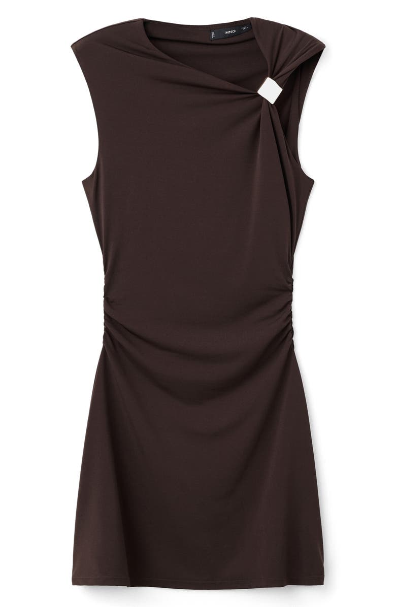 MANGO Asymmetric Neck Minidress, Main, color, Brown