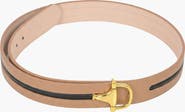 Modenaire Leather Belt with D Buckle and Contrast Edge Detail