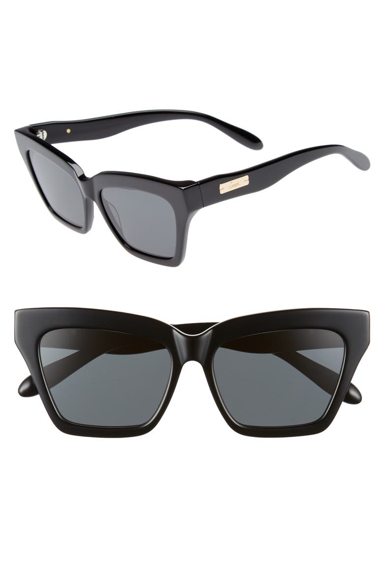 Half Half 54mm Cat Eye Sunglasses, Main, color, BLACK/ BLACK SOLID
