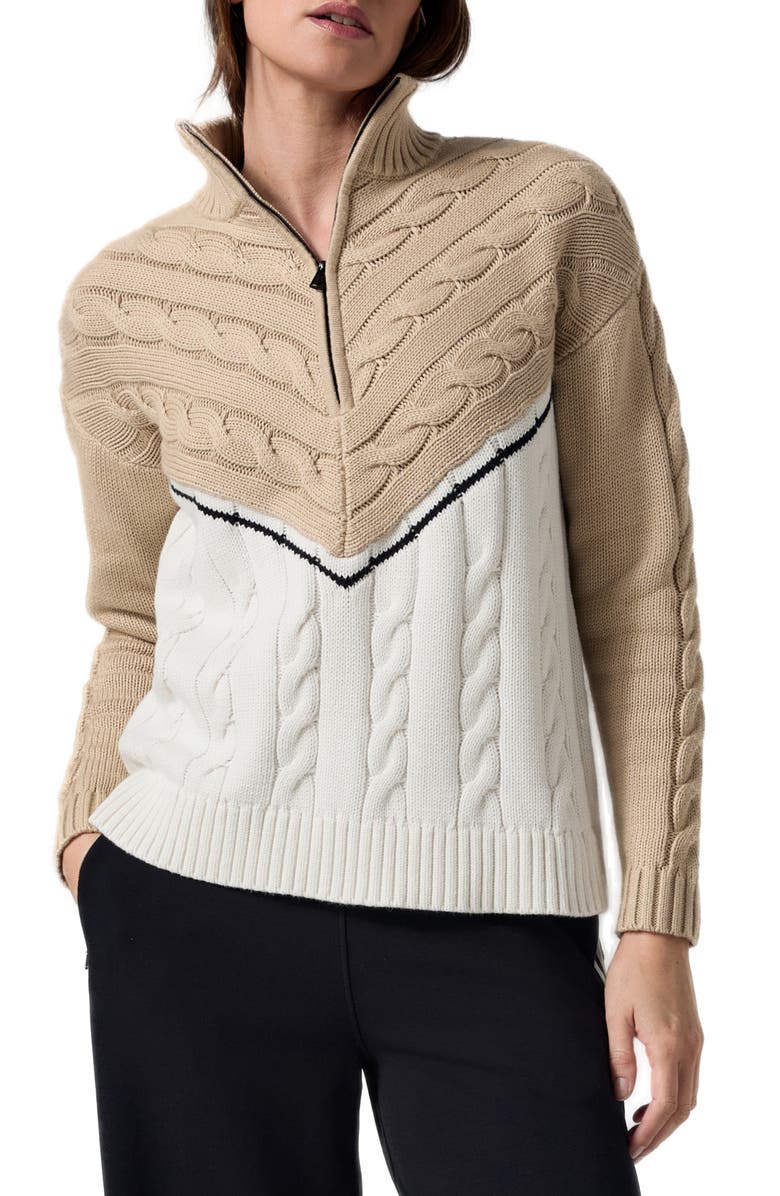 Alp N Rock Jordan Colorblock Half Zip Organic Cotton Cable Sweater, Main, color, 