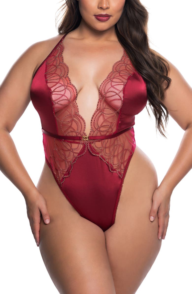 Roma Confidential Beaded Belle Teddy, Main, color, Wine/ Gold