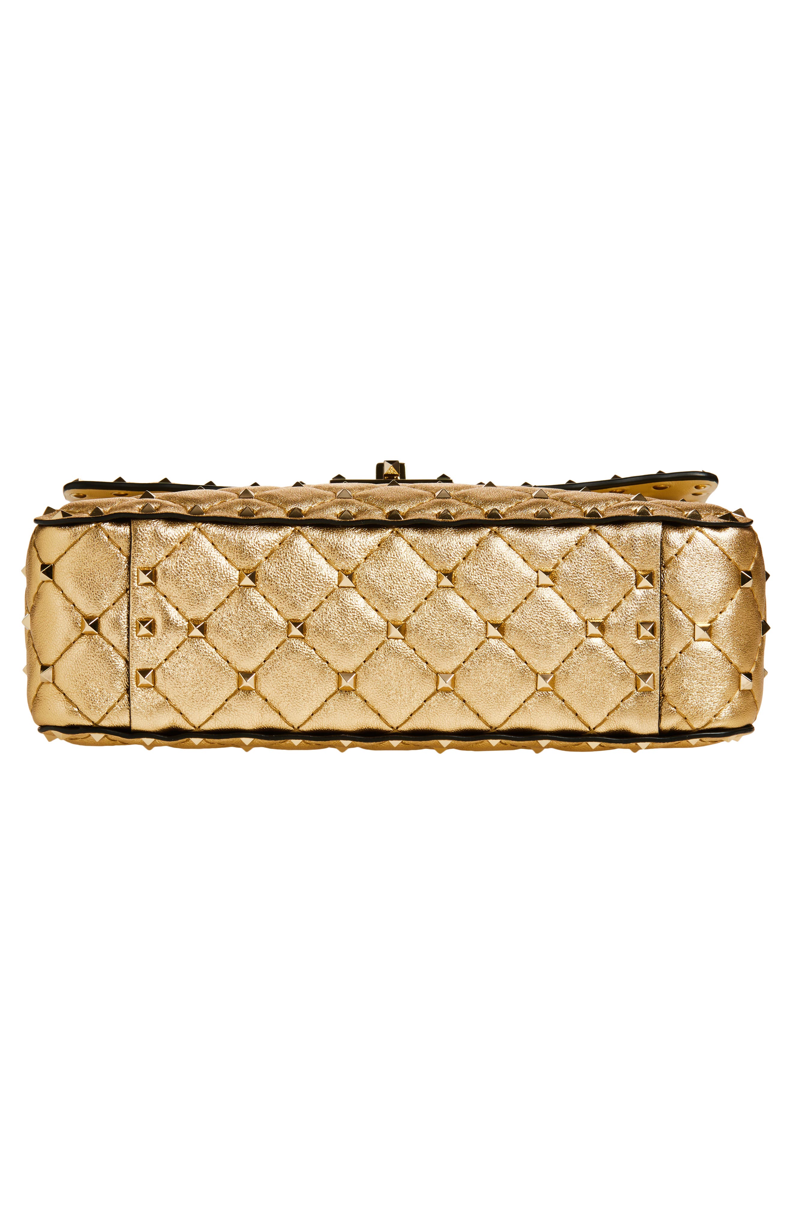 Valentino Garavani Medium Rockstud Spike Quilted Metallic Leather Shoulder Bag, Alternate, color, 
