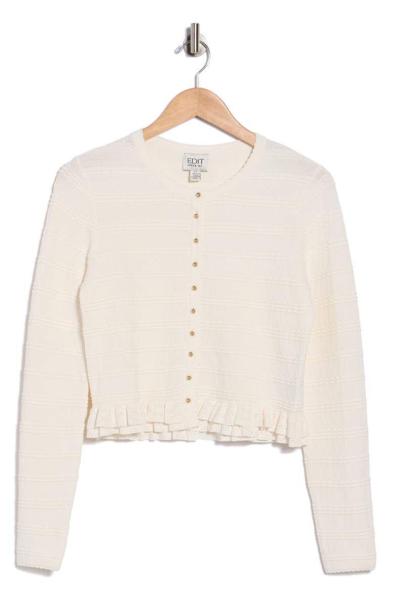 EDIT by JASON WU Cropped Ruffled Cardigan, Main, color, Ivory