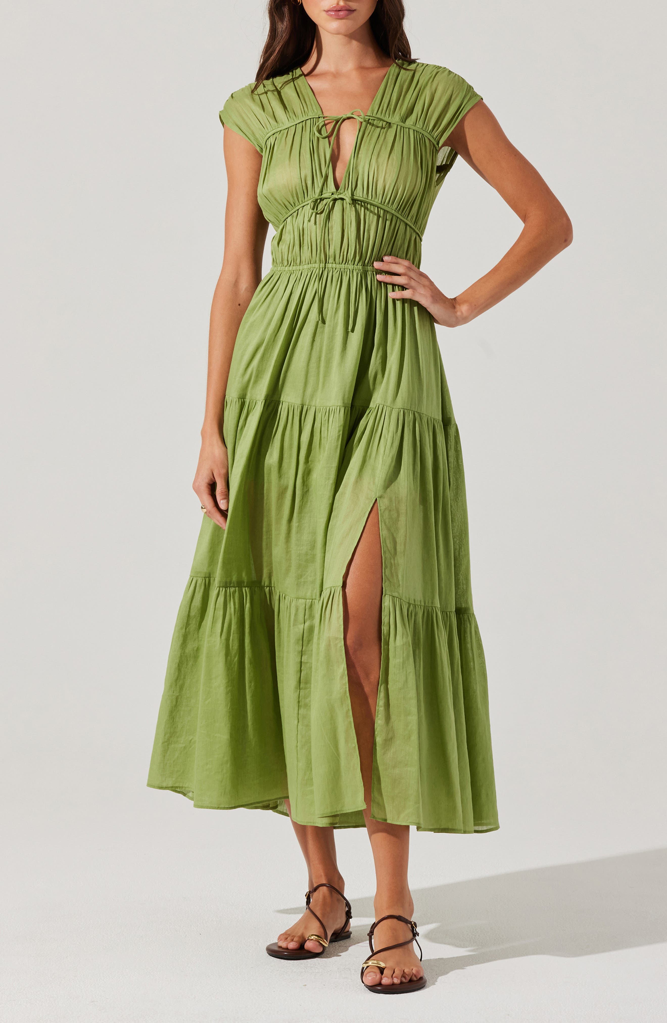 Alexandria Cap Sleeve Linen Blend Maxi Dress