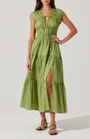 ASTR the Label Alexandria Cap Sleeve Linen Blend Maxi Dress