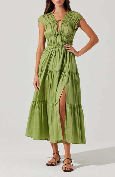 Alexandria Cap Sleeve Linen Blend Maxi Dress