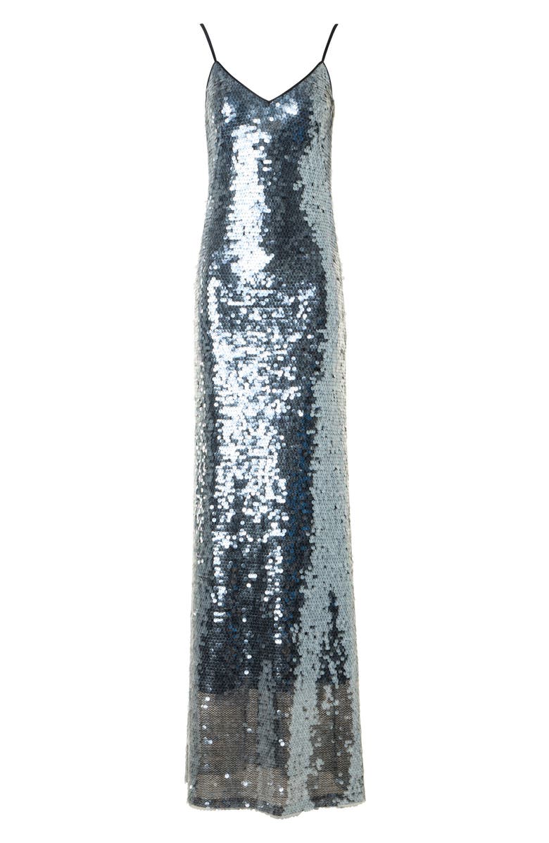 Akris Sequin Gown, Alternate, color, Black/Silver