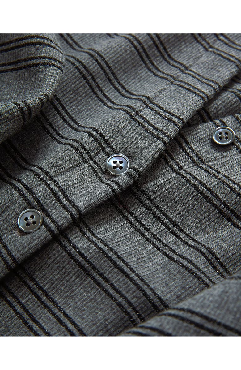 Veronica Beard Dilia Metallic Stripe Stretch Cotton Blend Top, Alternate, color, Heather Grey Black Lurex