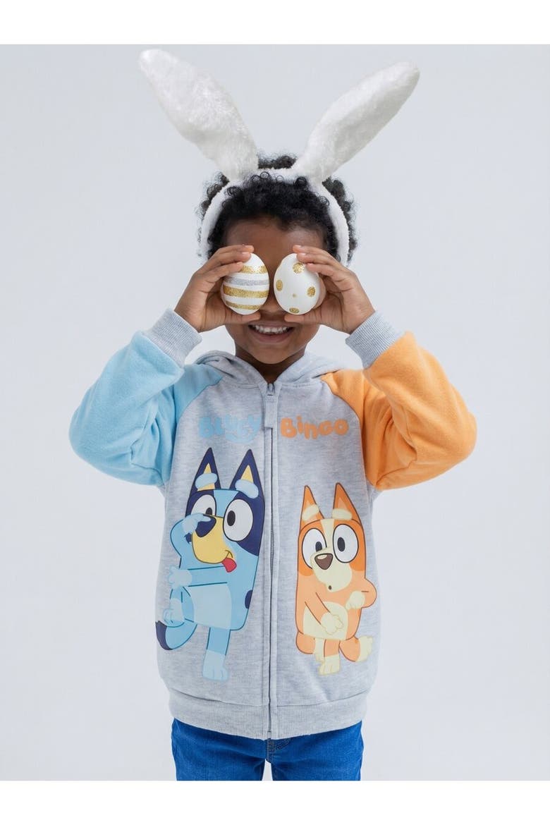 Fleece Zip-Up Hoodie, Alternate, color, Bluey Bingo Grey