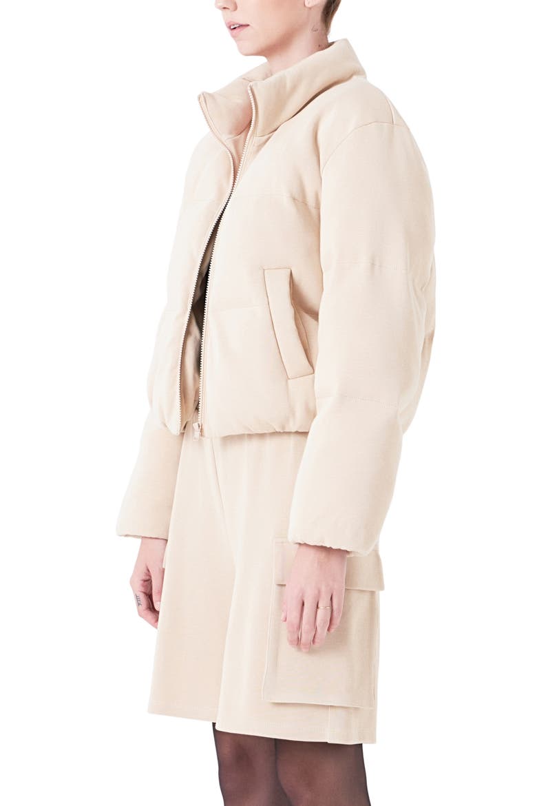 Knit Puffer Jacket, Alternate, color, NUDE