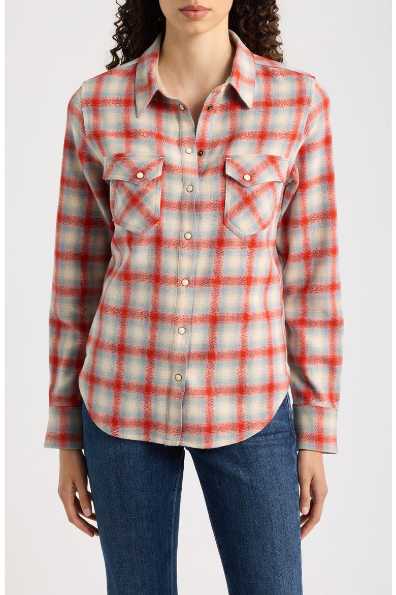 Gambler Plaid Wool Shirt, Main, color, RED/ AQUA OMBRE