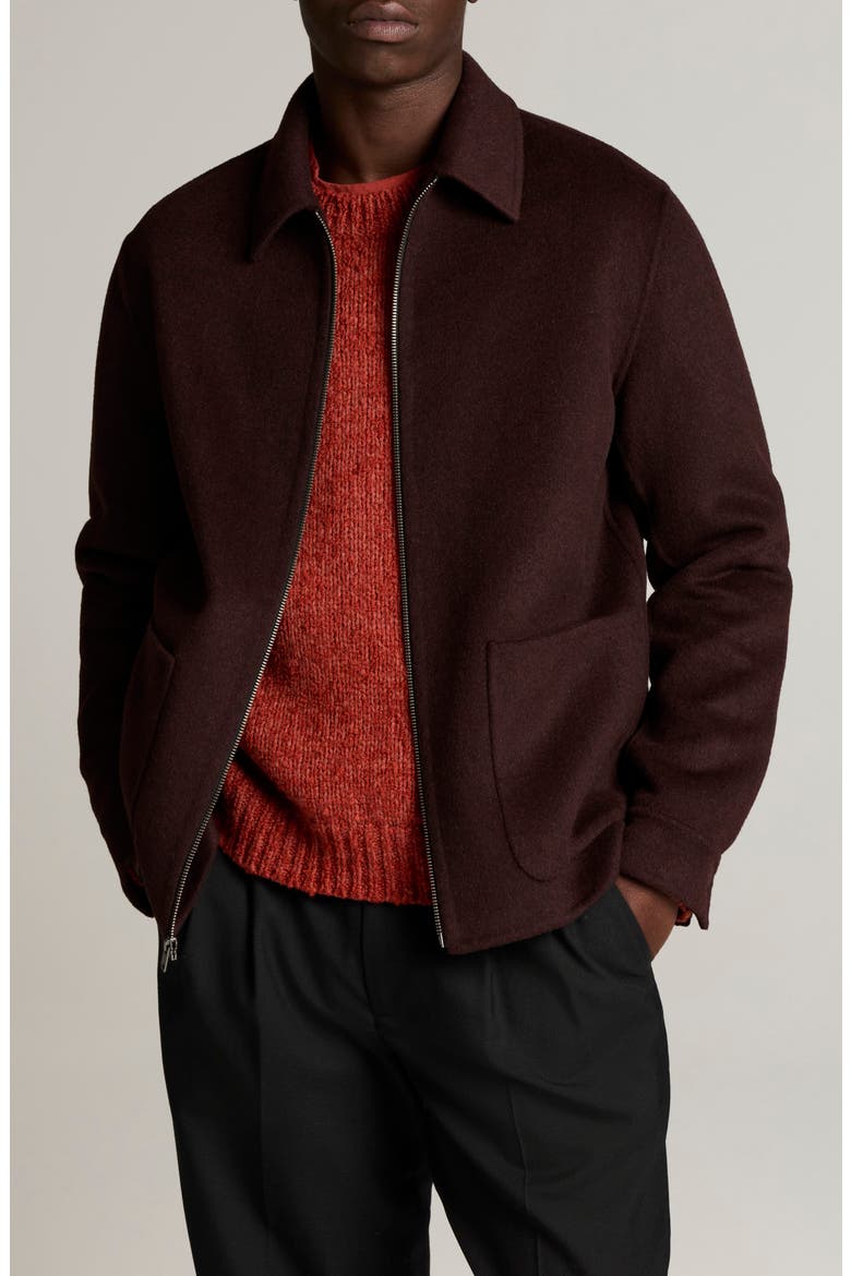 Wool Blend Bomber Jacket, Main, color, CHOCOLATE PLUM