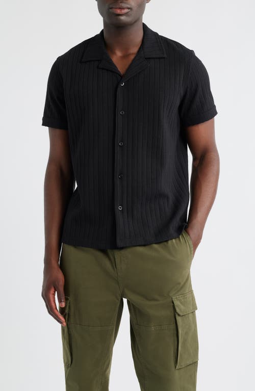 Rails Corrin Rib Knit Camp Shirt In Black