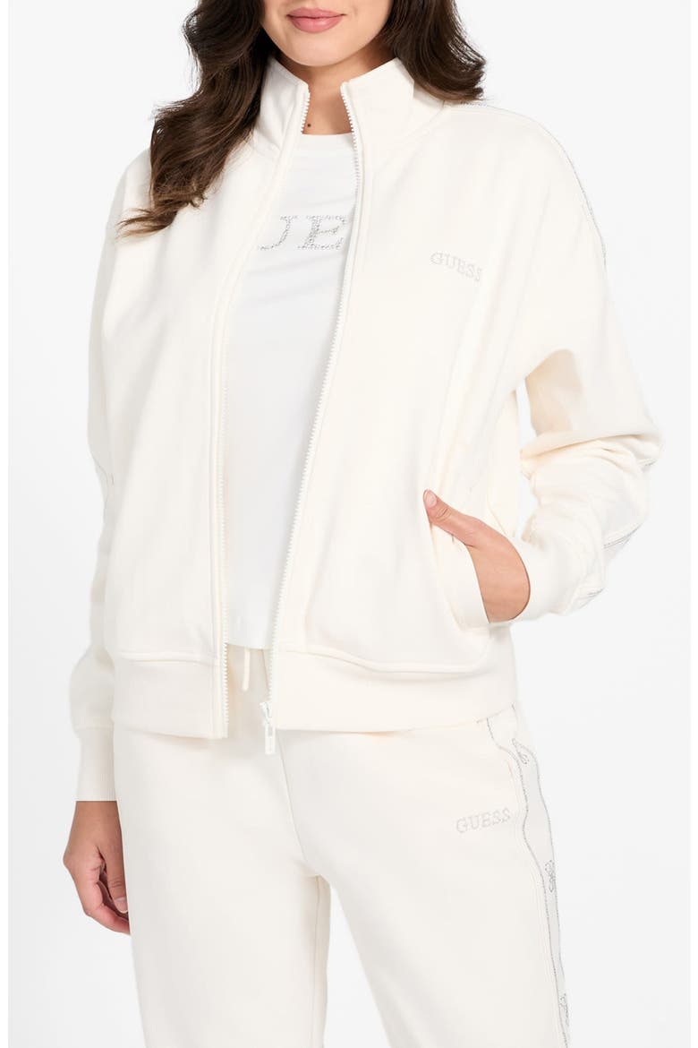 Octavia High Neck Full Zip Sweatshirt, Alternate, color, WHITE