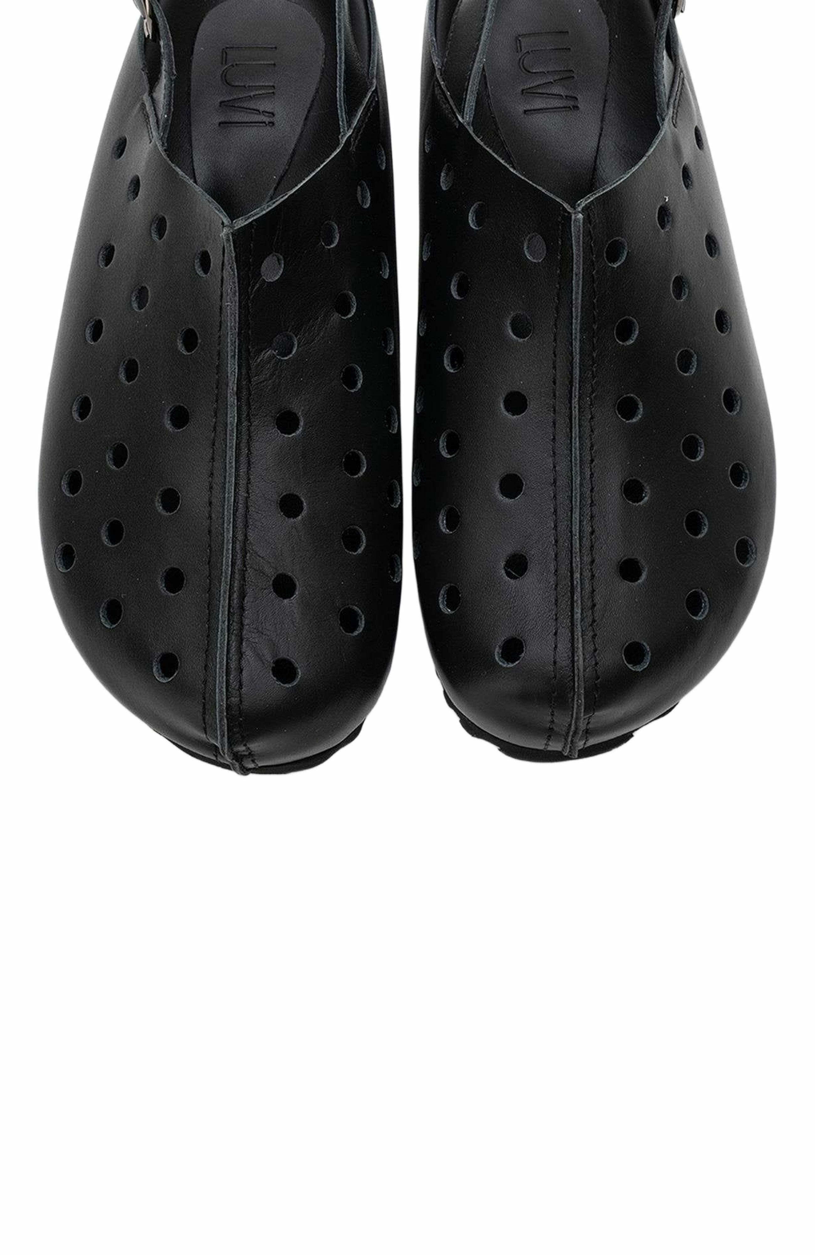 Forever & Always Shoes Justa Leather Clogs, Alternate, color, Black Leather