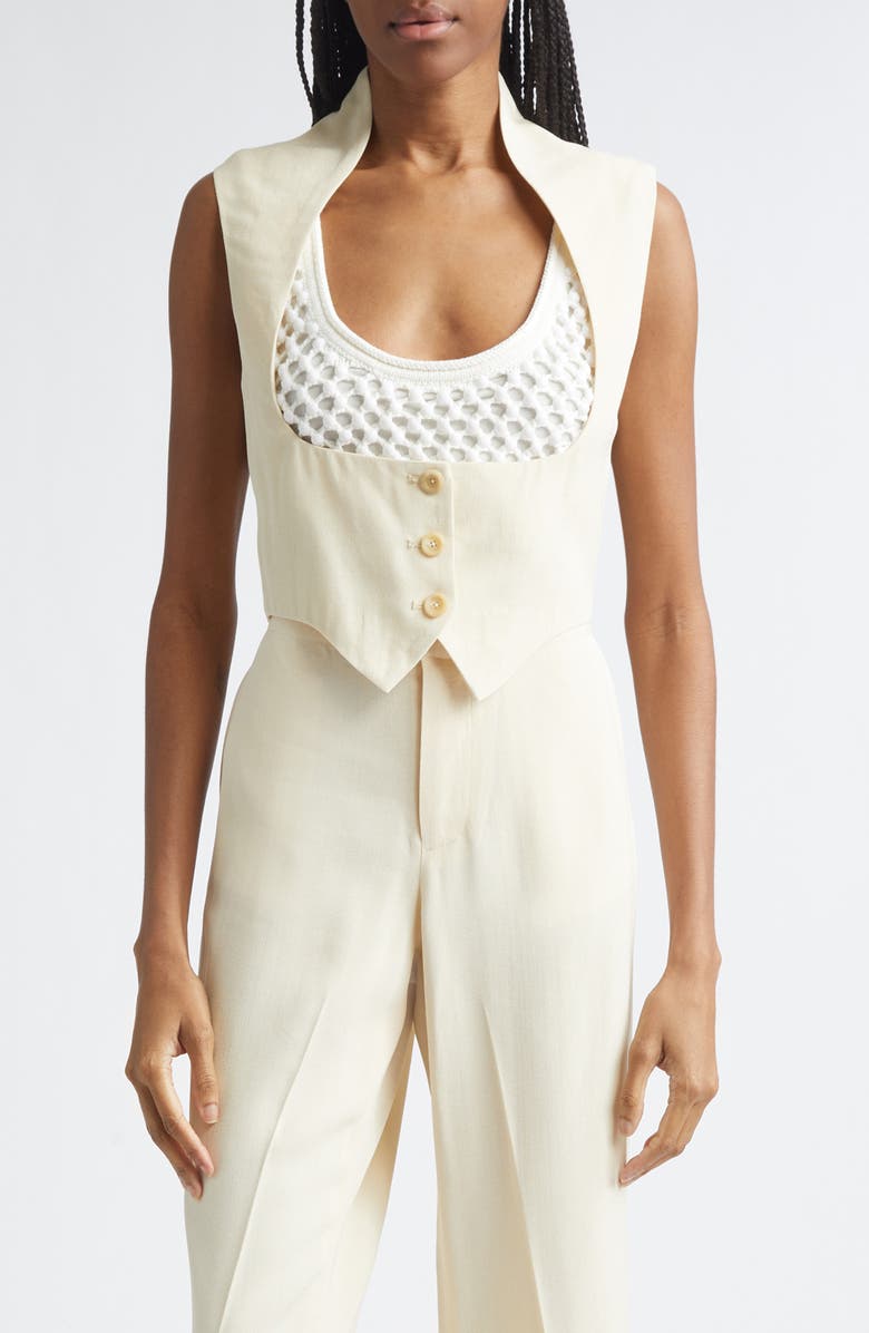 Diotima Décolleté Vest, Main, color, Ecru