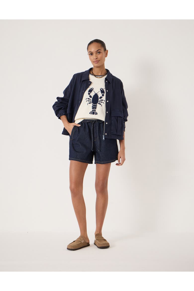 Betty Denim Pull On Shorts, Alternate, color, Dark Indigo Blue