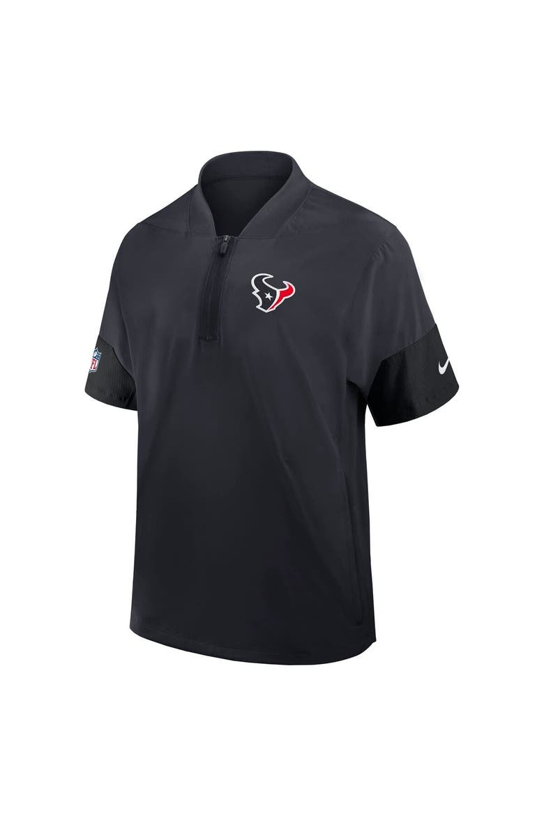Men's Nike Navy Houston Texans Sideline Short Sleeve Quarter-Zip Performance Coach Jacket, Alternate, color, Navy
