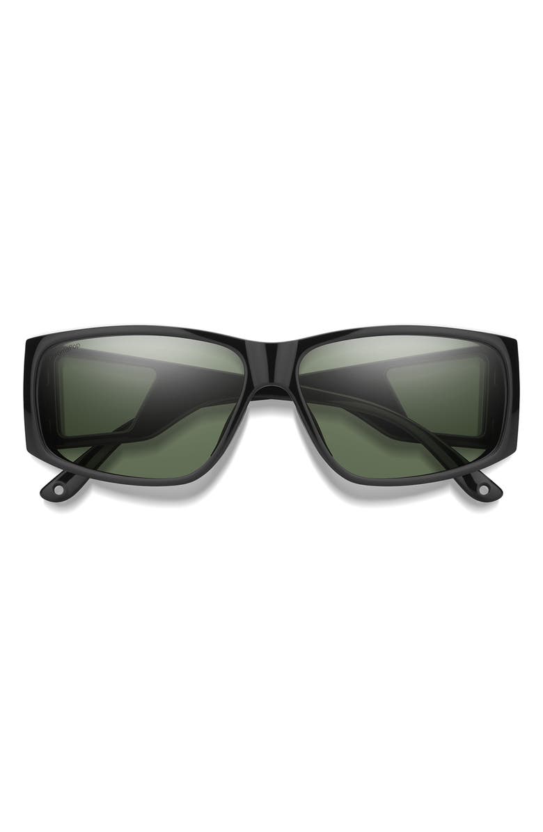 Smith Monroe Peak 62mm Oversize ChromaPop<sup>™</sup> Polarized Sunglasses, Main, color, Black / Chromapop Gray Green