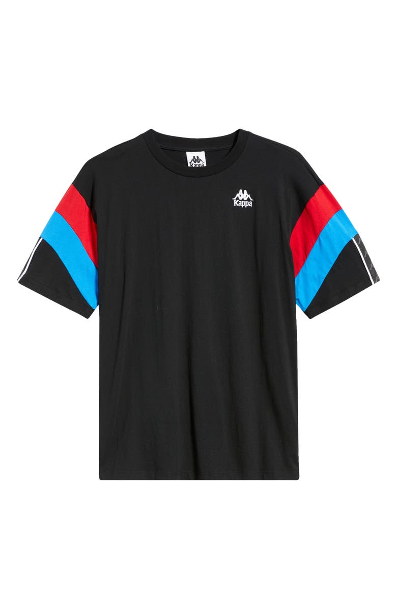KAPPA 222 Banda Otto Colorblock T-Shirt, Alternate, color, Black - Red Racing - Blue Sea