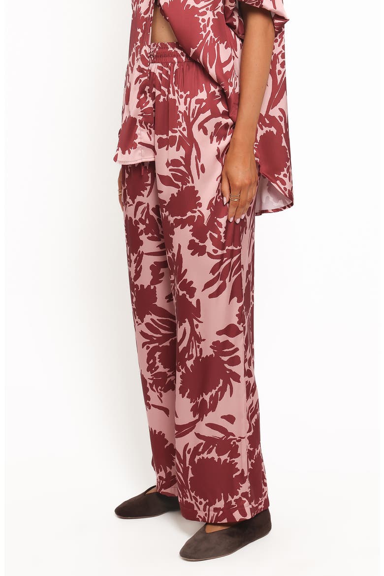 Elysia Floral Print Wide-Leg Pants, Alternate, color, PINK BURGUNDY