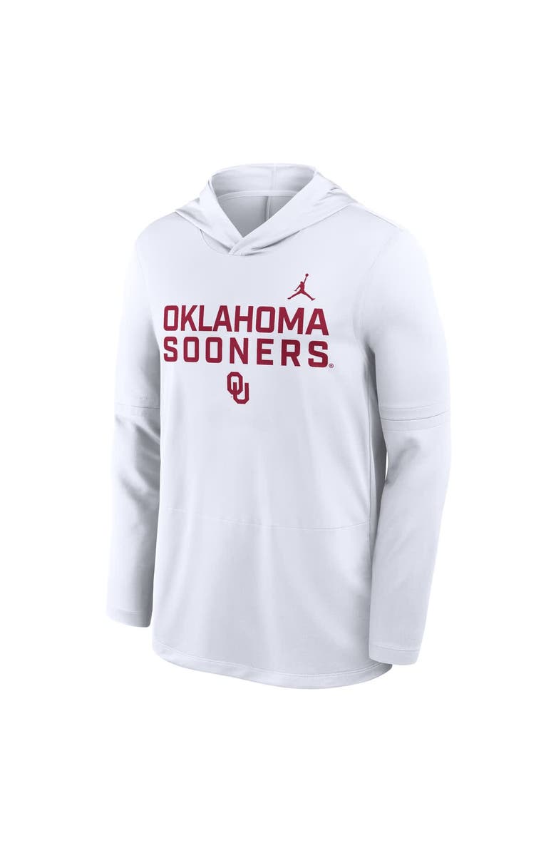 Jordan Brand Men's Jordan Brand White Oklahoma Sooners 2025 Sideline Performance Long Sleeve Hoodie T-Shirt, Alternate, color, White